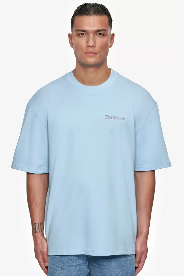 Best Dropsize Heavy Oversize Embo T-Shirt Baby Blue