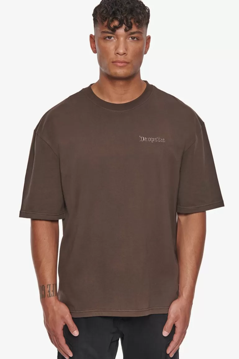 Fashion Dropsize Heavy Oversize Embo T-Shirt Chocolate Brown