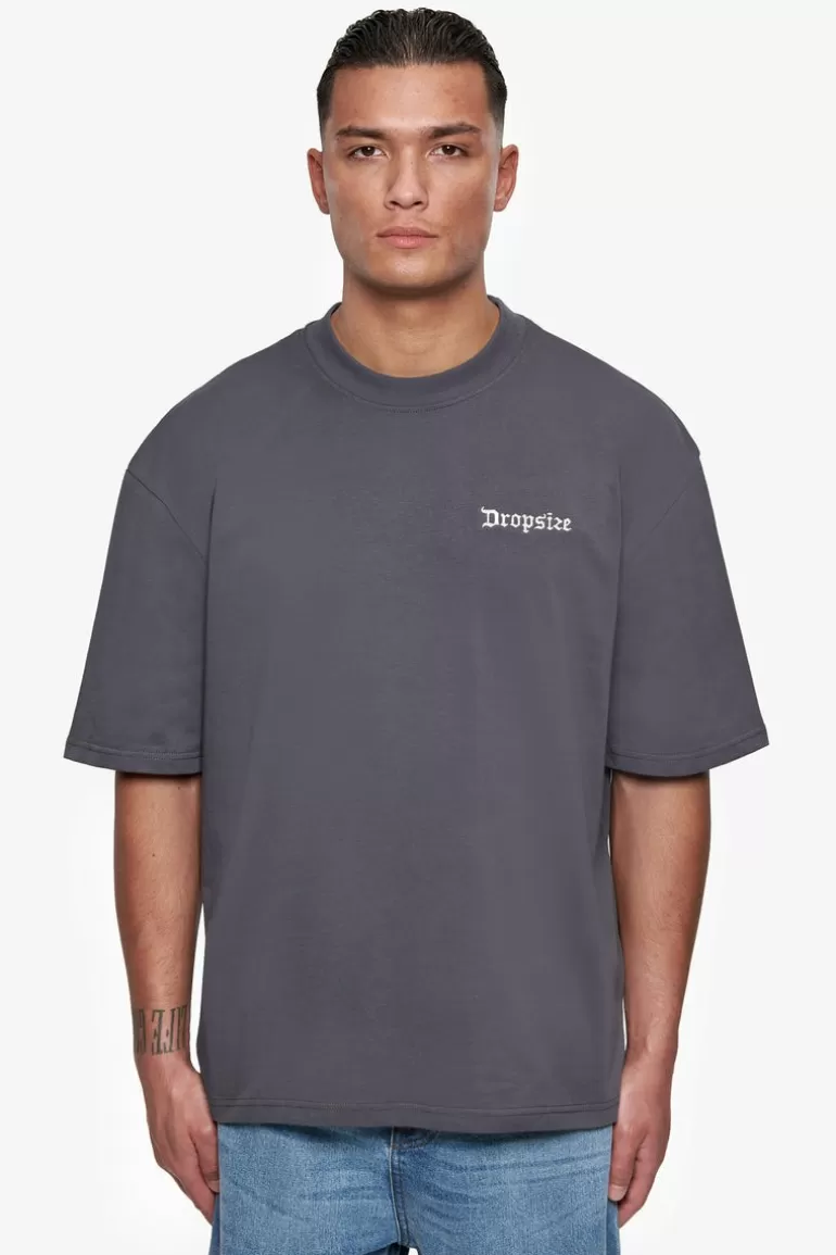 Best Sale Dropsize Heavy Oversize Embo T-Shirt Dark Grey