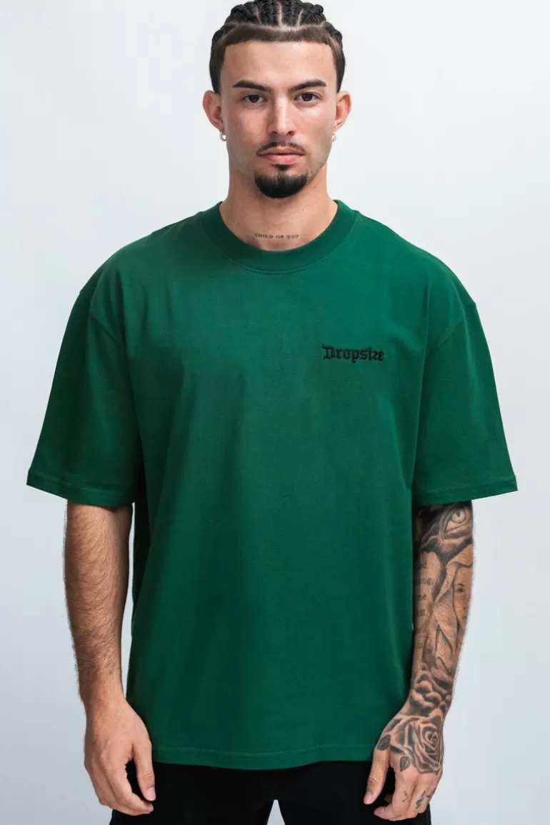 Discount Dropsize Heavy Oversize Embo T-Shirt Green