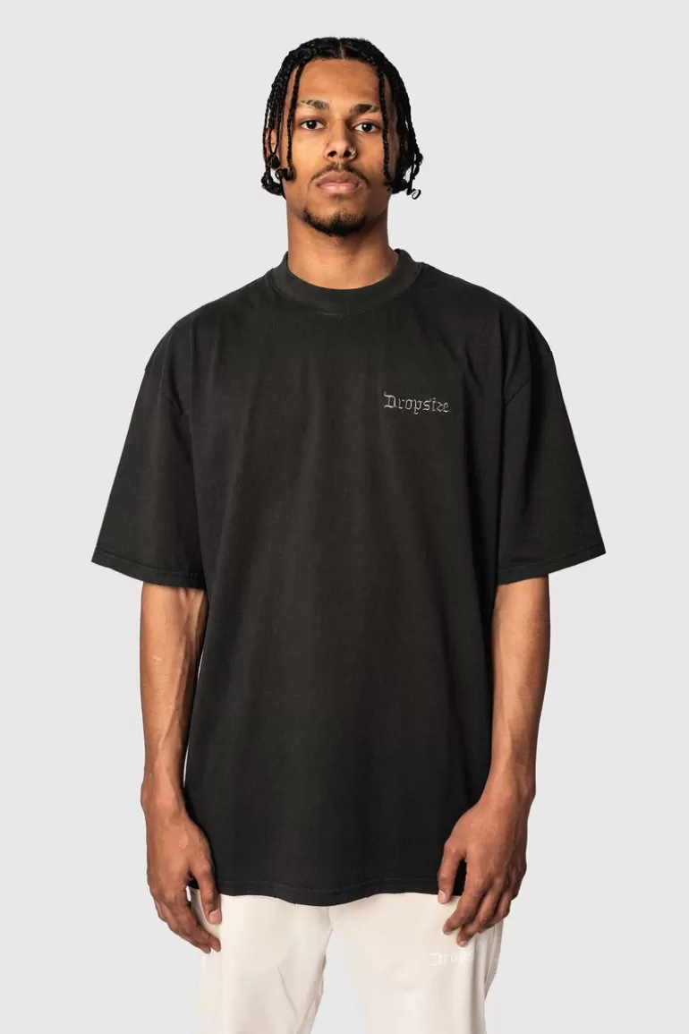 New Dropsize Heavy Oversize Embo T-Shirt Washed Black