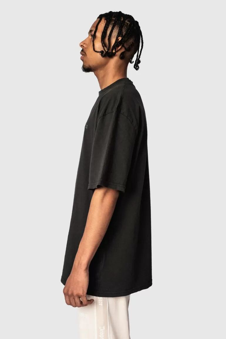 New Dropsize Heavy Oversize Embo T-Shirt Washed Black