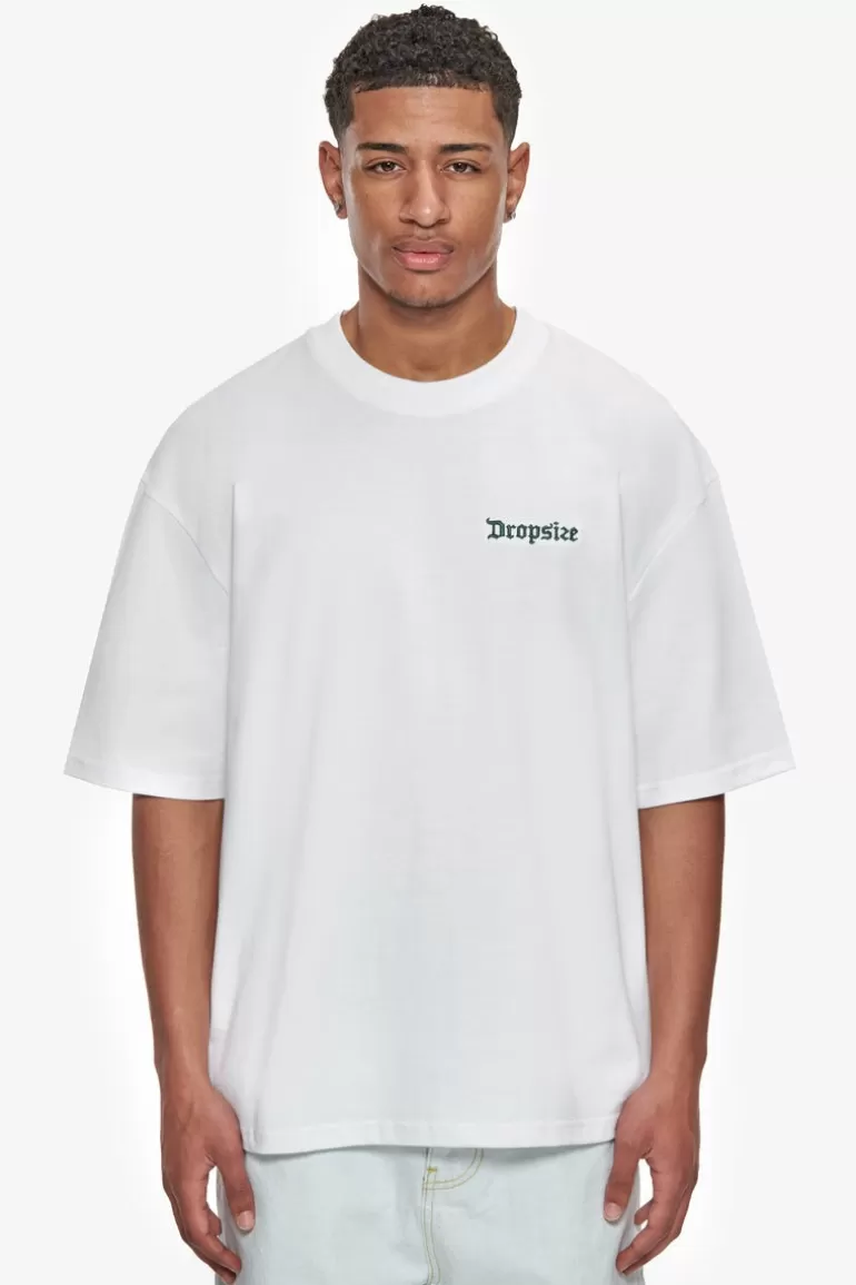 Best Dropsize Heavy Oversize Embo T-Shirt White/Green