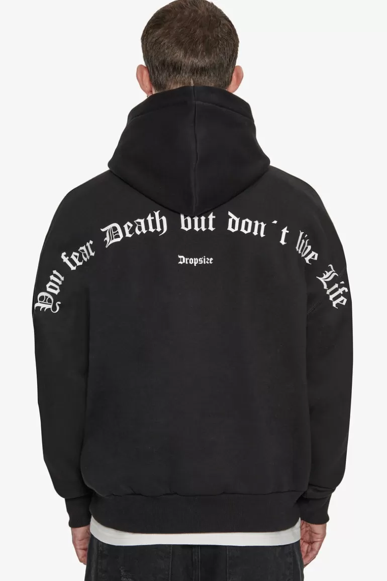 Best Dropsize Heavy Oversize Fear Death Hoodie Black