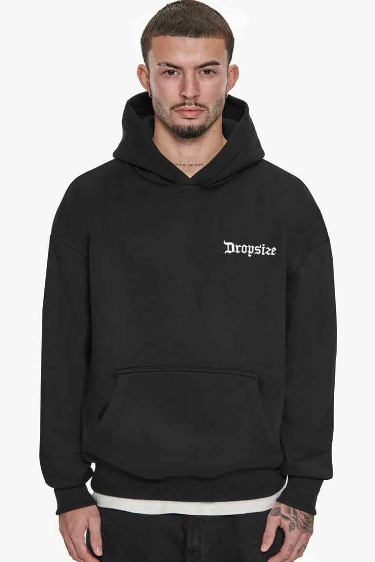 Best Dropsize Heavy Oversize Fear Death Hoodie Black