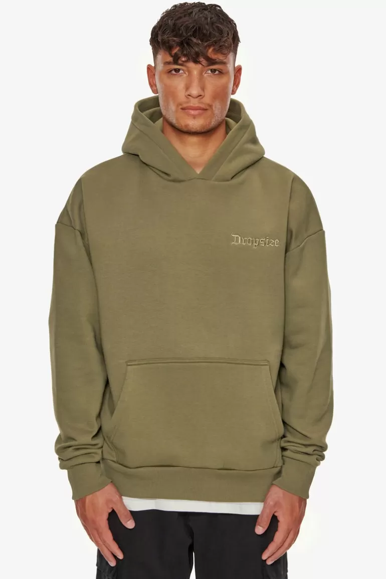 Best Dropsize Heavy Oversize Fear Death Hoodie Olive