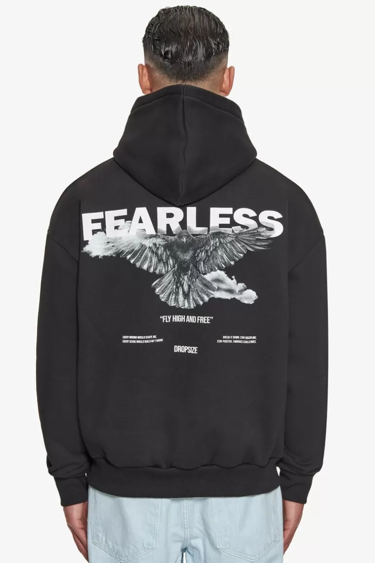 Cheap Dropsize Heavy Oversize Fearless Hoodie Black