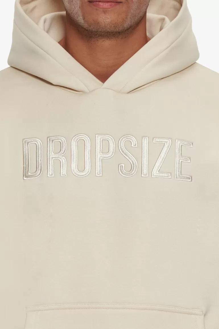Fashion Dropsize Heavy Oversize Flat Front Embo Hoodie Coconut Milk