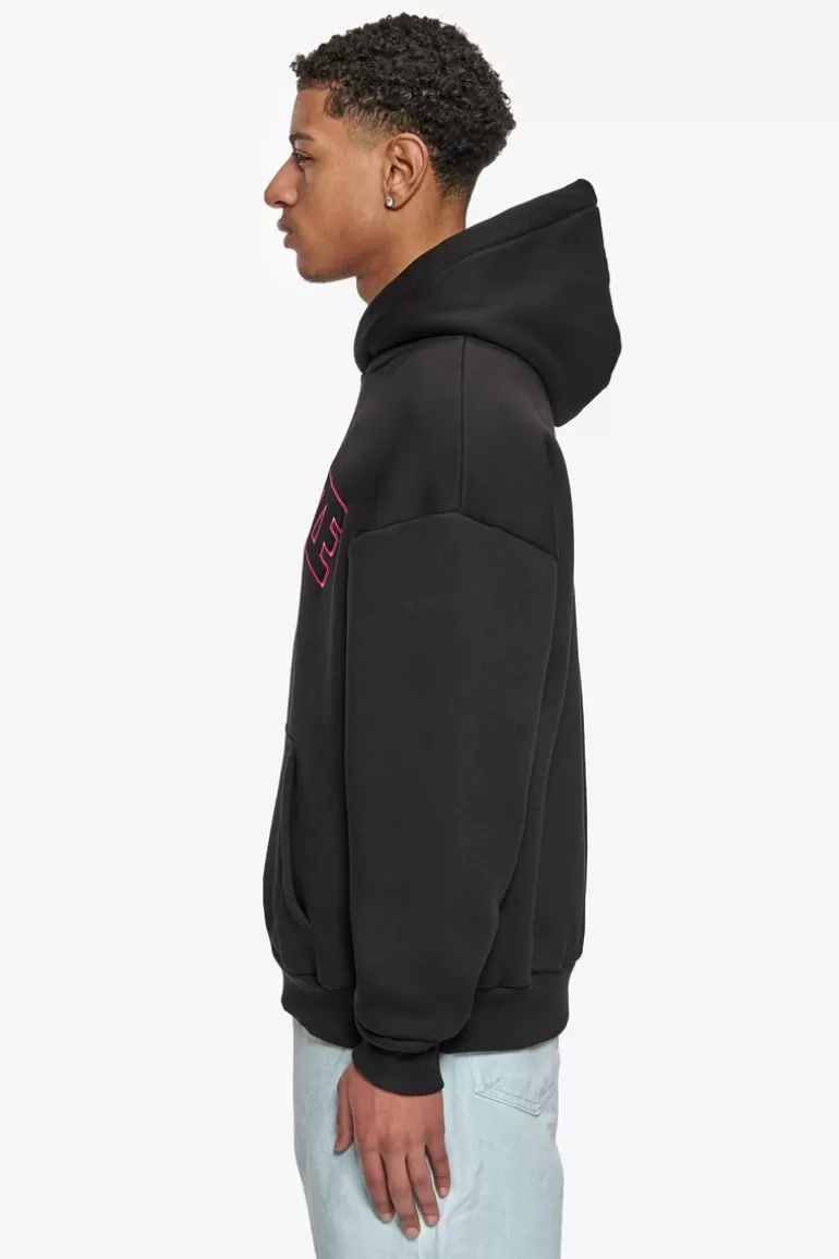 Discount Dropsize Heavy Oversize Flat V2 Embo Hoodie Black