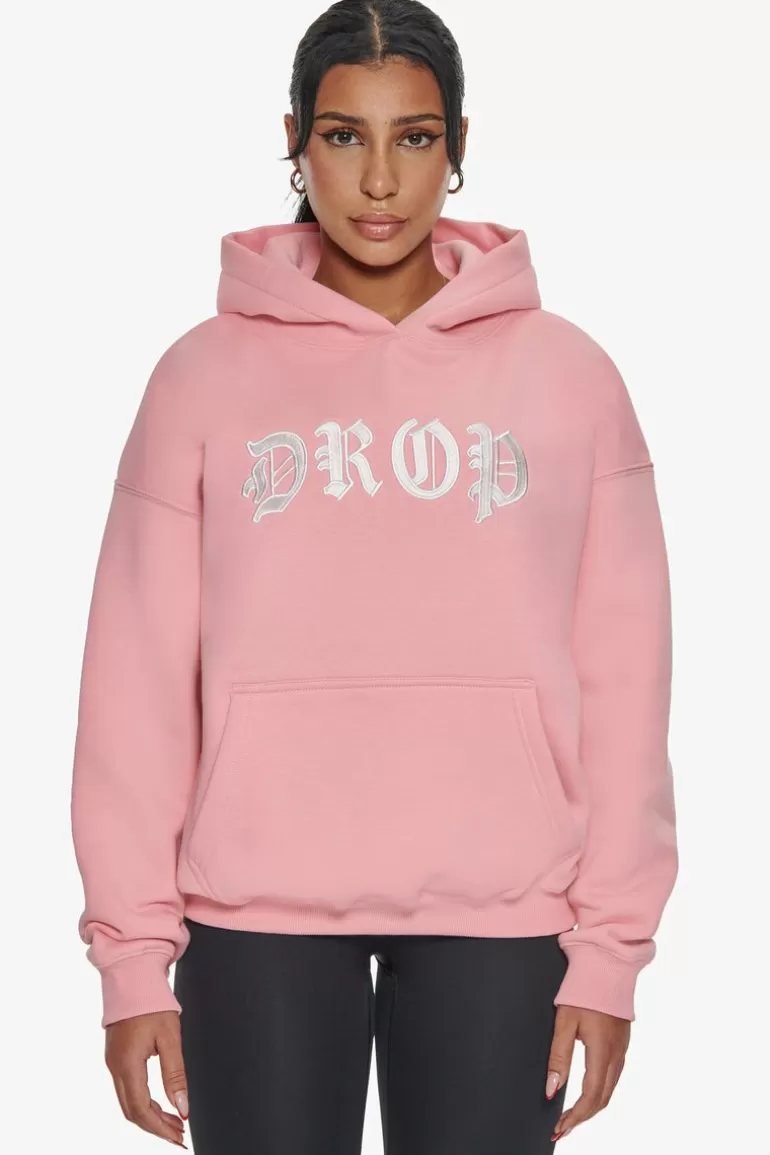 Discount Dropsize Heavy Oversize Front Logo Hoodie Pink