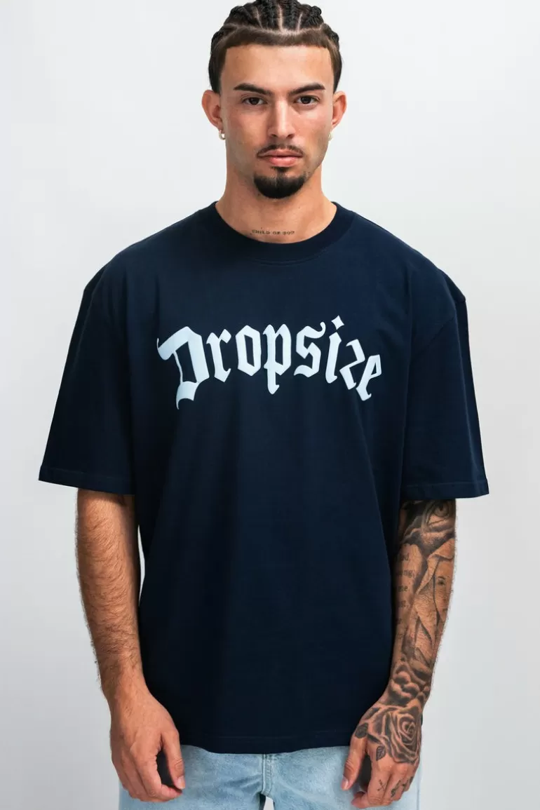 Hot Dropsize Heavy Oversize Front Logo T-Shirt Black Iris