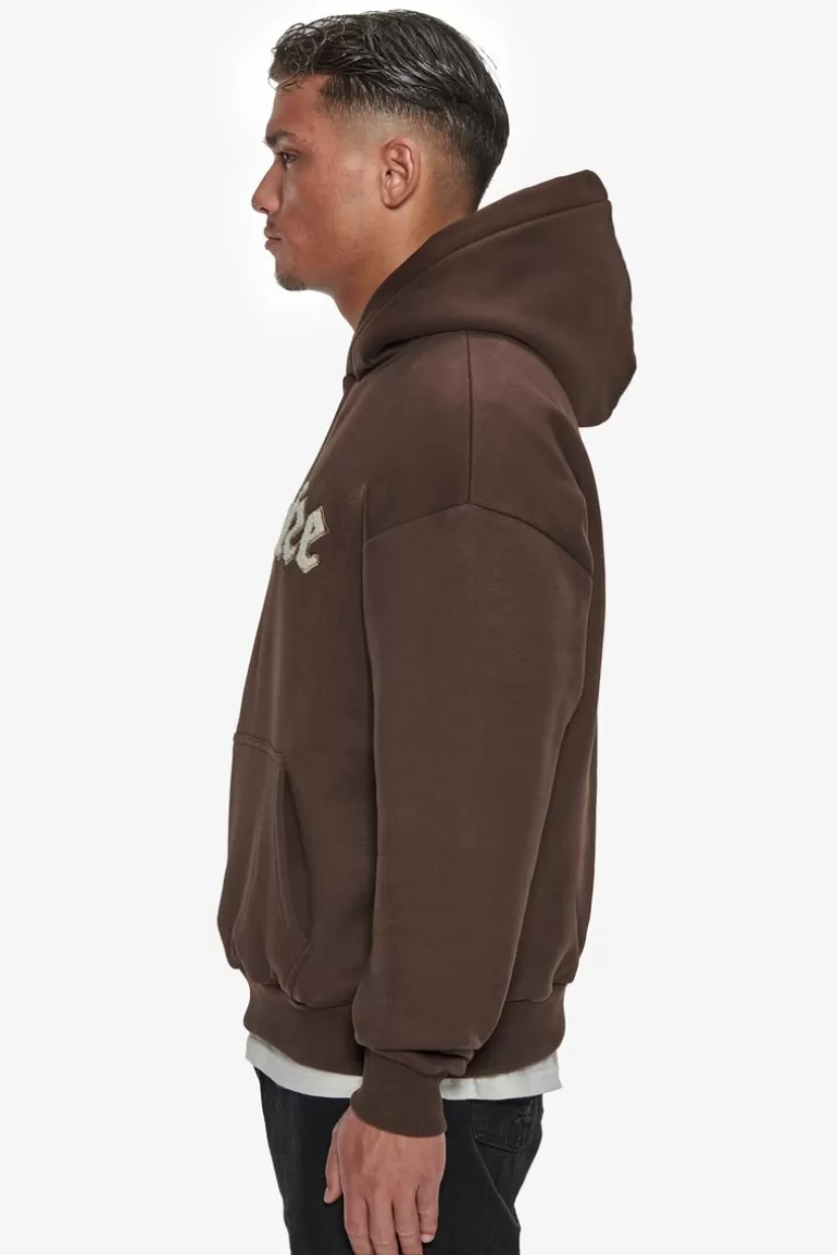 Flash Sale Dropsize Heavy Oversize Frottee Embo Hoodie Chocolate / Cream