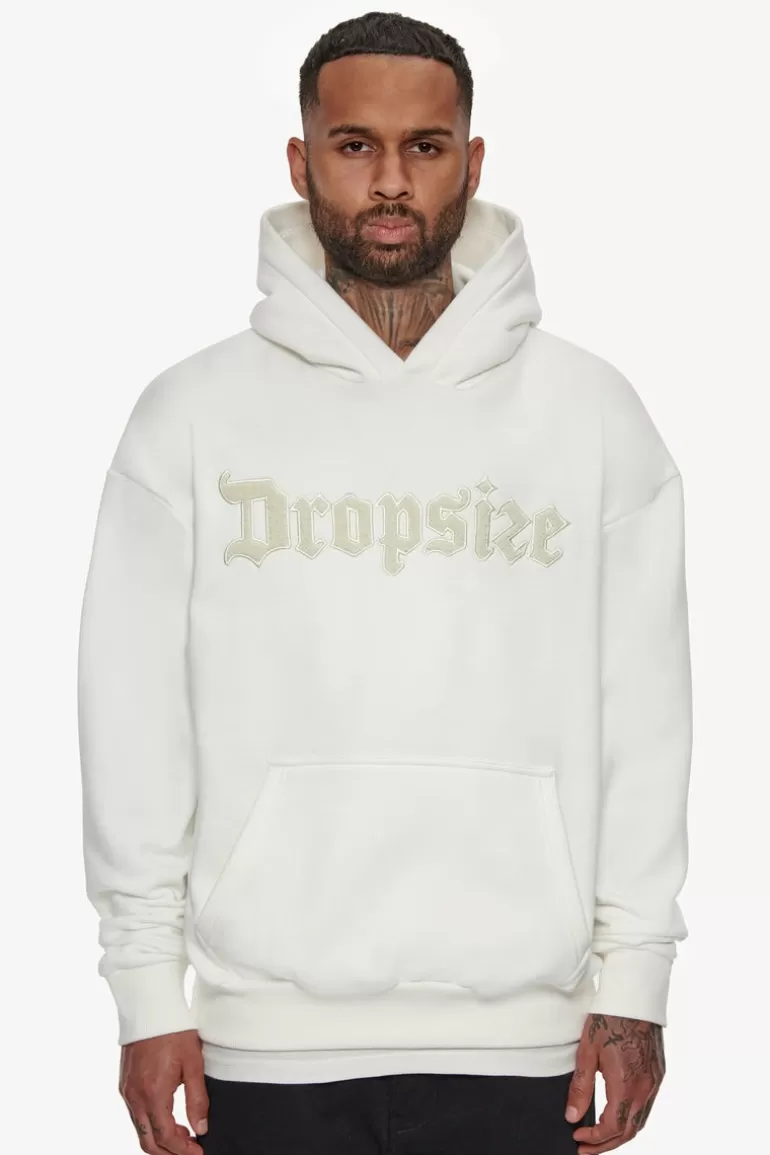 New Dropsize Heavy Oversize Frottee Embo Hoodie Cream