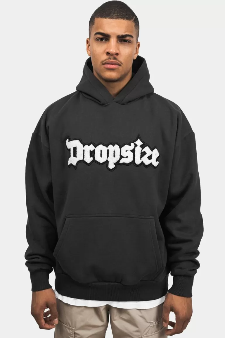 Clearance Dropsize Heavy Oversize Frottee Embo Hoodie Washed Black