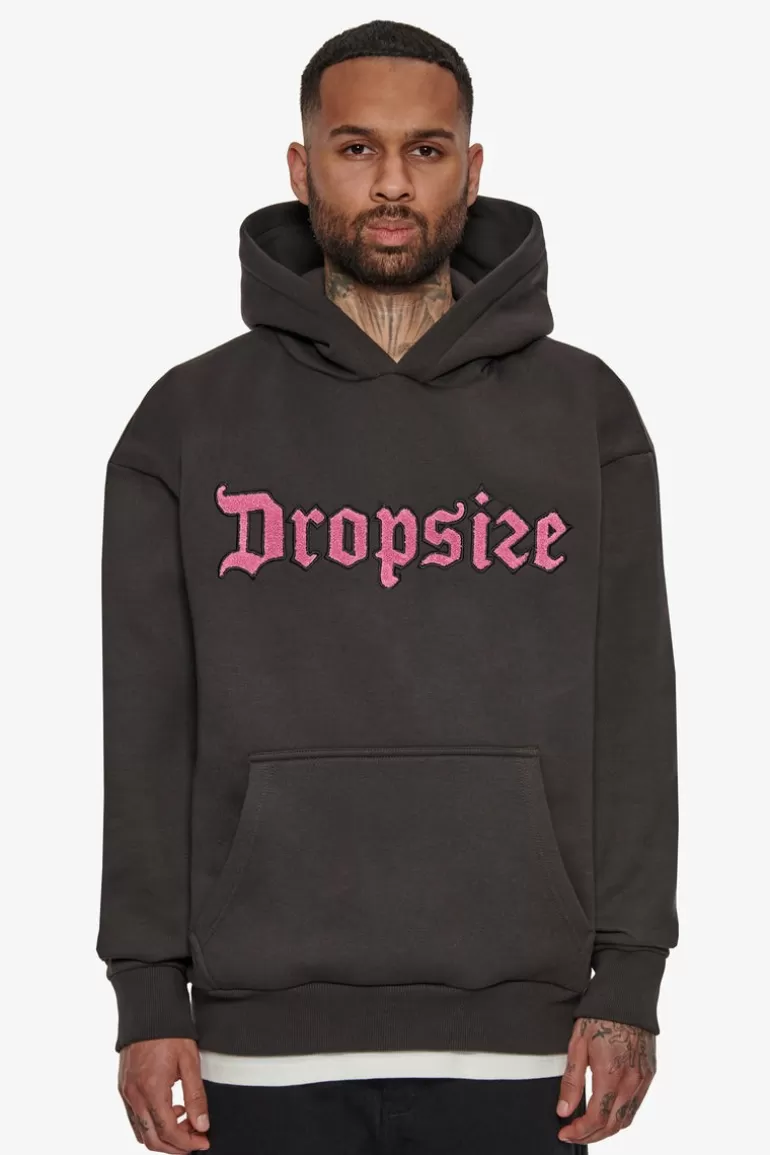 Clearance Dropsize Heavy Oversize Frottee Hoodie Washed Black