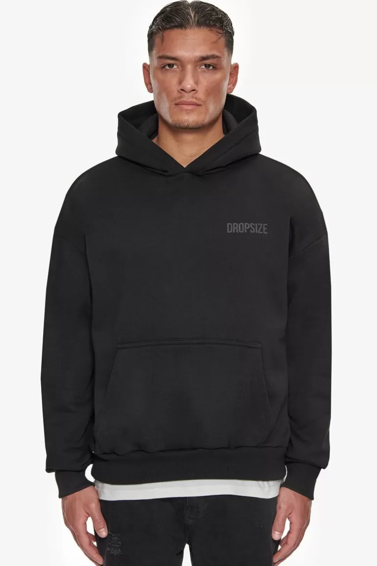 Outlet Dropsize Heavy Oversize Hd Print Hoodie Black