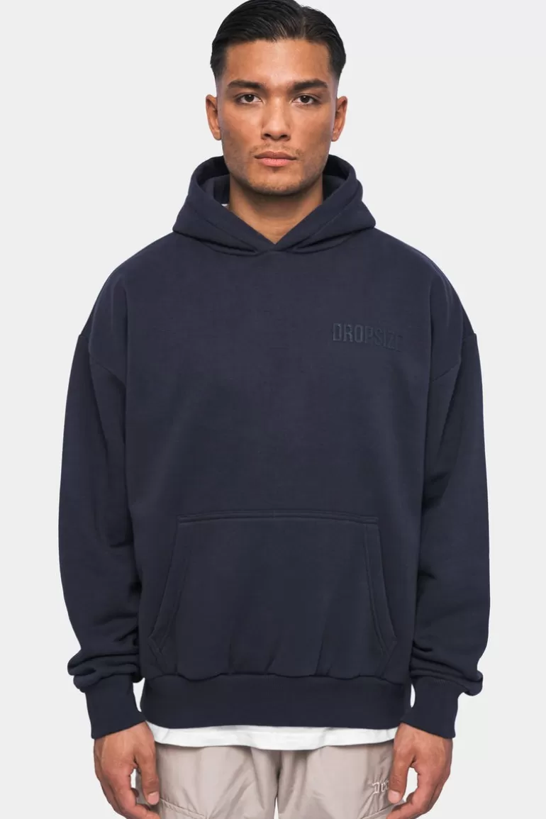 Flash Sale Dropsize Heavy Oversize Hd Print Hoodie Washed Navy