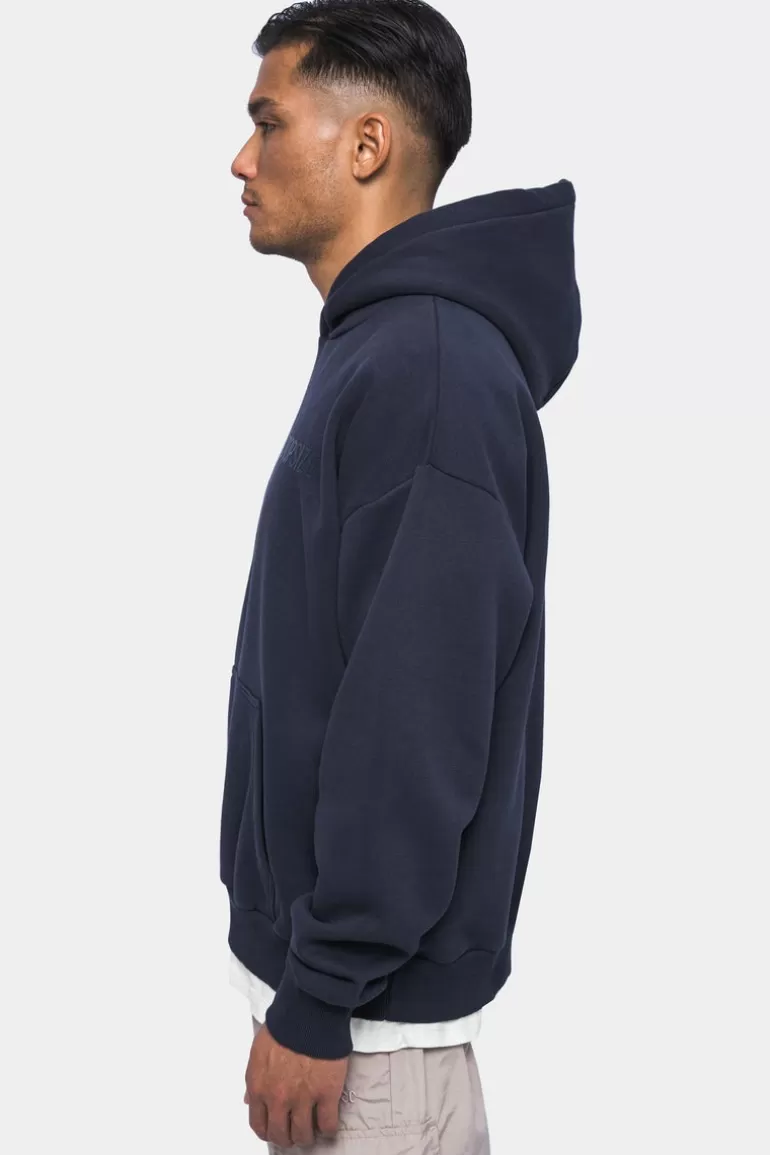 Flash Sale Dropsize Heavy Oversize Hd Print Hoodie Washed Navy