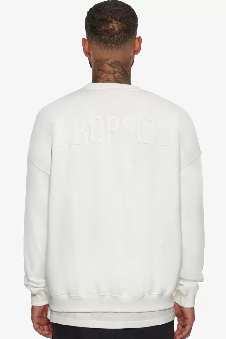 Shop Dropsize Heavy Oversize Hd Print Sweater Cream