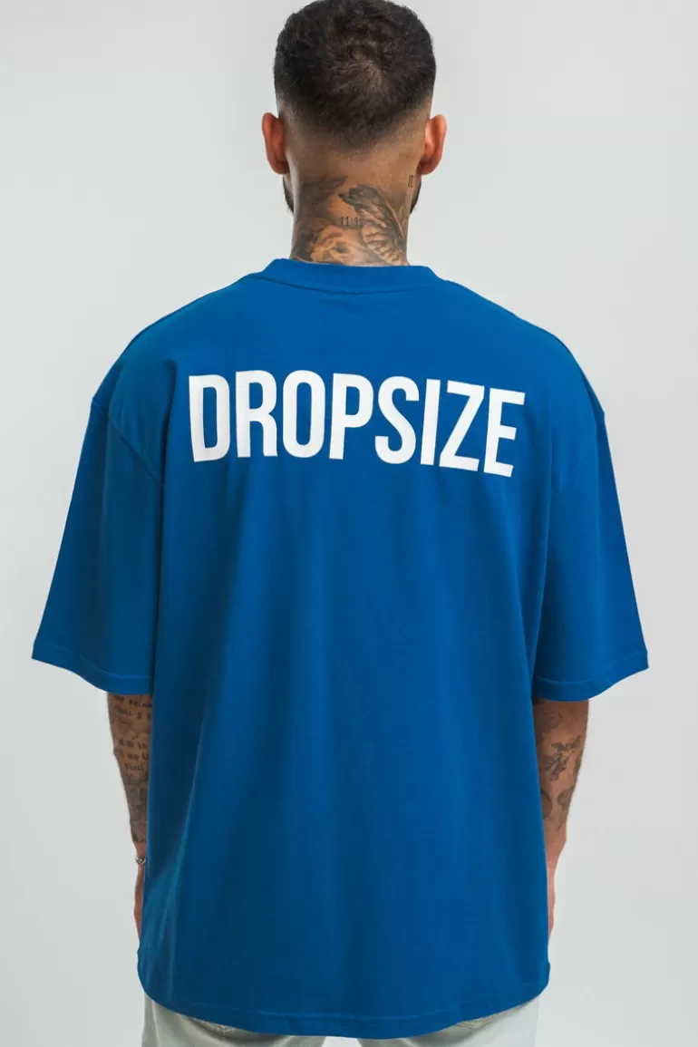 Fashion Dropsize Heavy Oversize Hd Print T-Shirt Blue/White