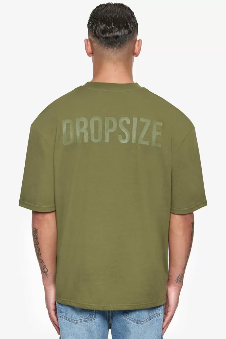 Sale Dropsize Heavy Oversize Hd Print T-Shirt Olive