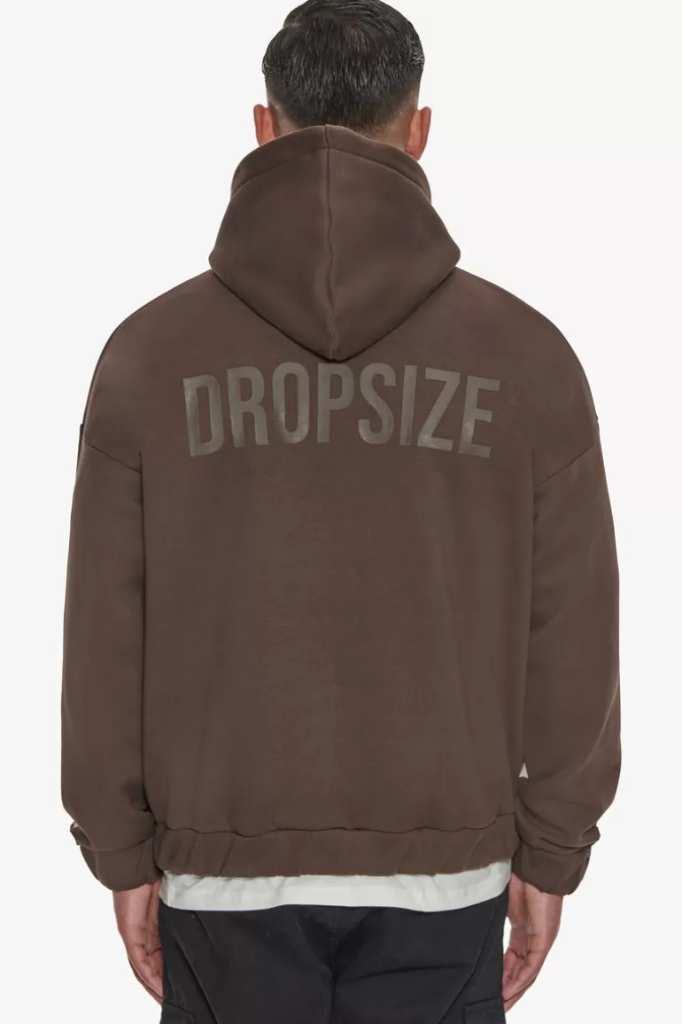 Cheap Dropsize Heavy Oversize Hd Print Zip Hoodie Chocolate