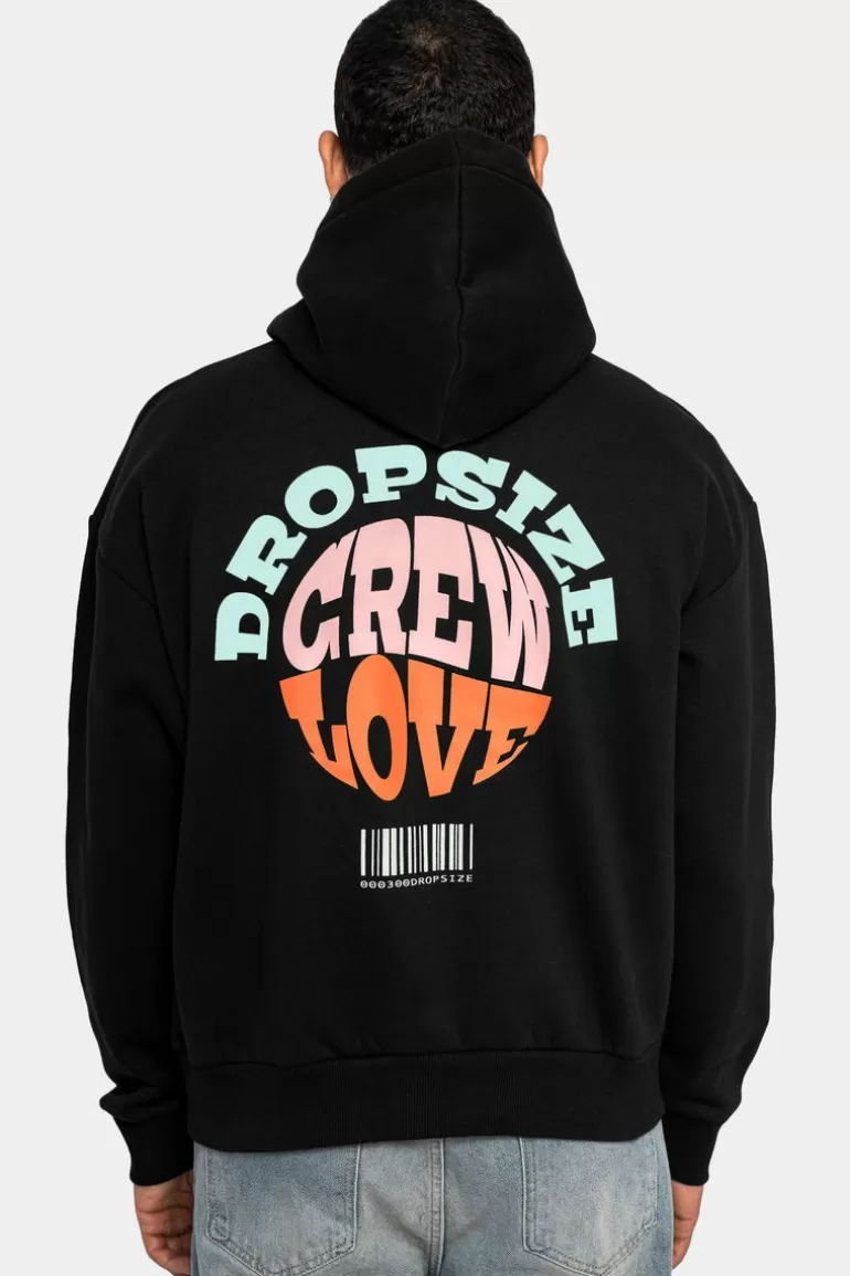 Hot Dropsize Heavy Oversize Hoodie Crew Love V2 Black