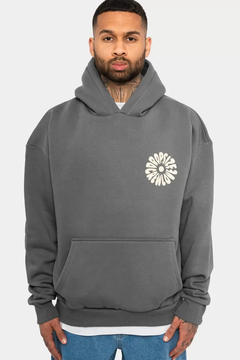 Fashion Dropsize Heavy Oversize Hoodie Flowers Grey