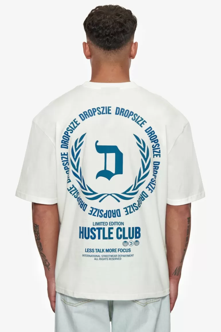 Fashion Dropsize Heavy Oversize Hustle Club Circle T-Shirt Cream