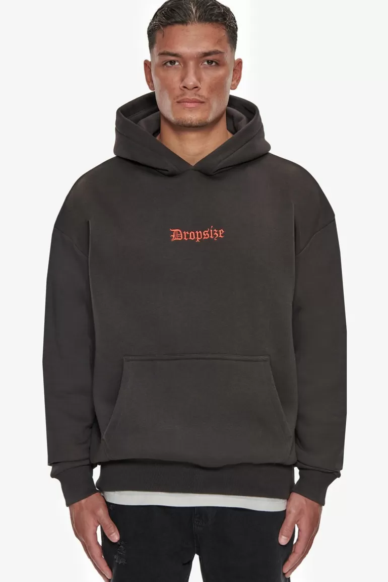 Discount Dropsize Heavy Oversize In House Hoodie Washed Black