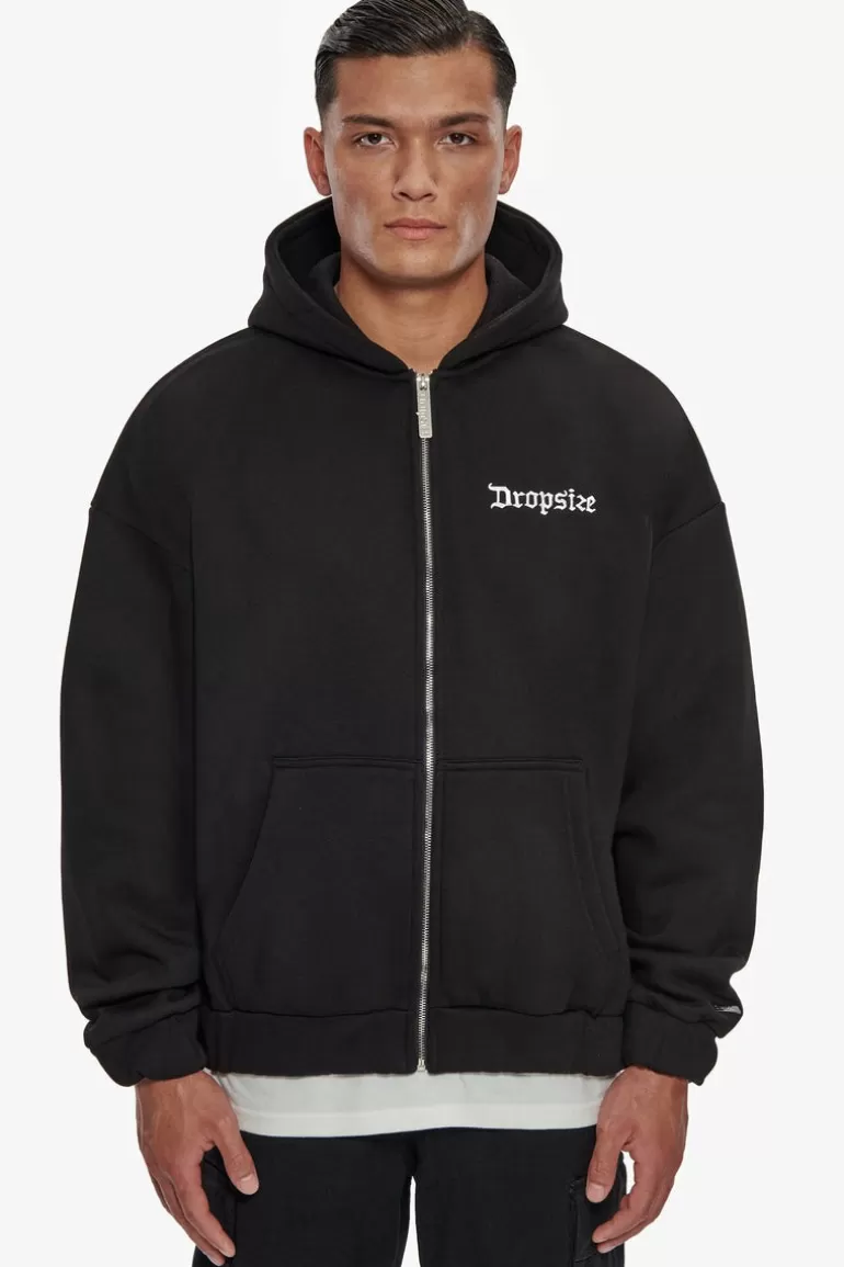 Cheap Dropsize Heavy Oversize Legends Zip Hoodie Black