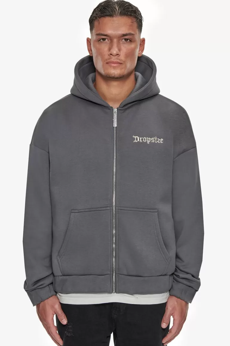 New Dropsize Heavy Oversize Legends Zip Hoodie Grey