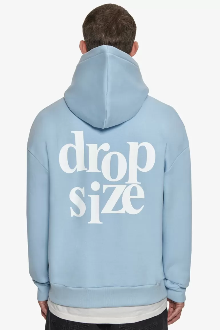 Online Dropsize Heavy Oversize Letters Hoodie Baby Blue / Cream