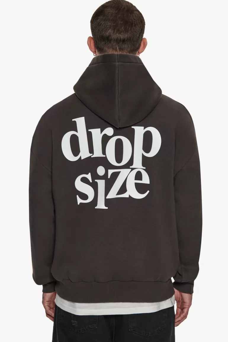 New Dropsize Heavy Oversize Letters Hoodie Washed Black