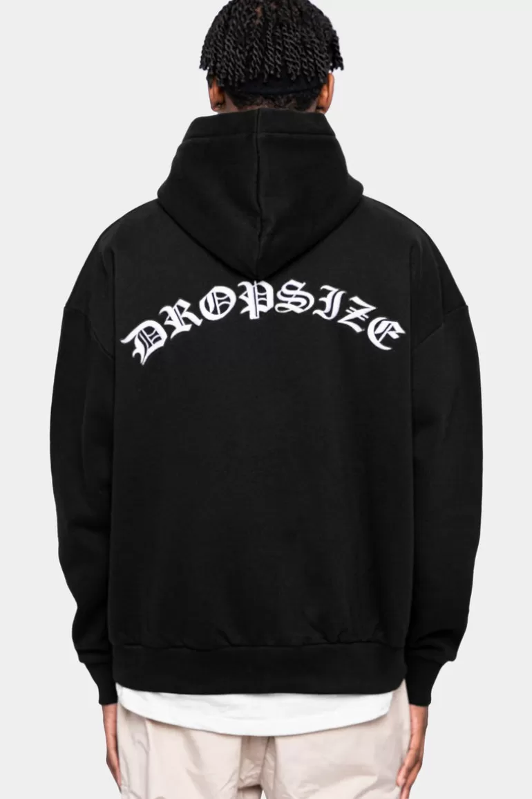 Best Sale Dropsize Heavy Oversize Logo Backprint Hoodie Black