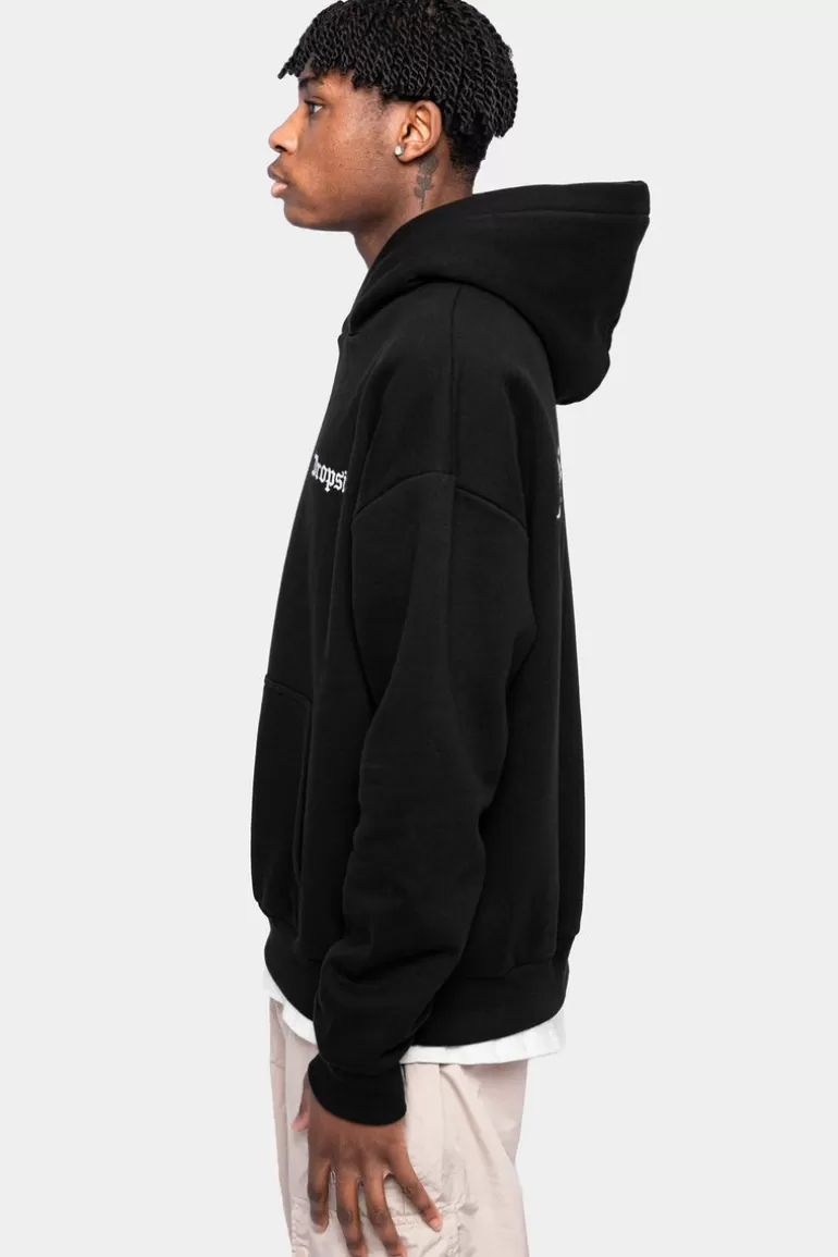 Best Sale Dropsize Heavy Oversize Logo Backprint Hoodie Black