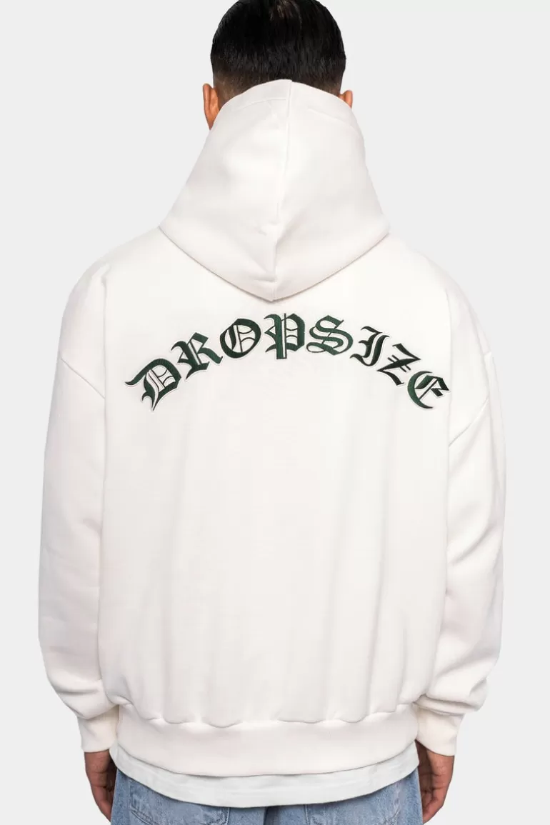 Fashion Dropsize Heavy Oversize Logo Backprint Hoodie Cream White