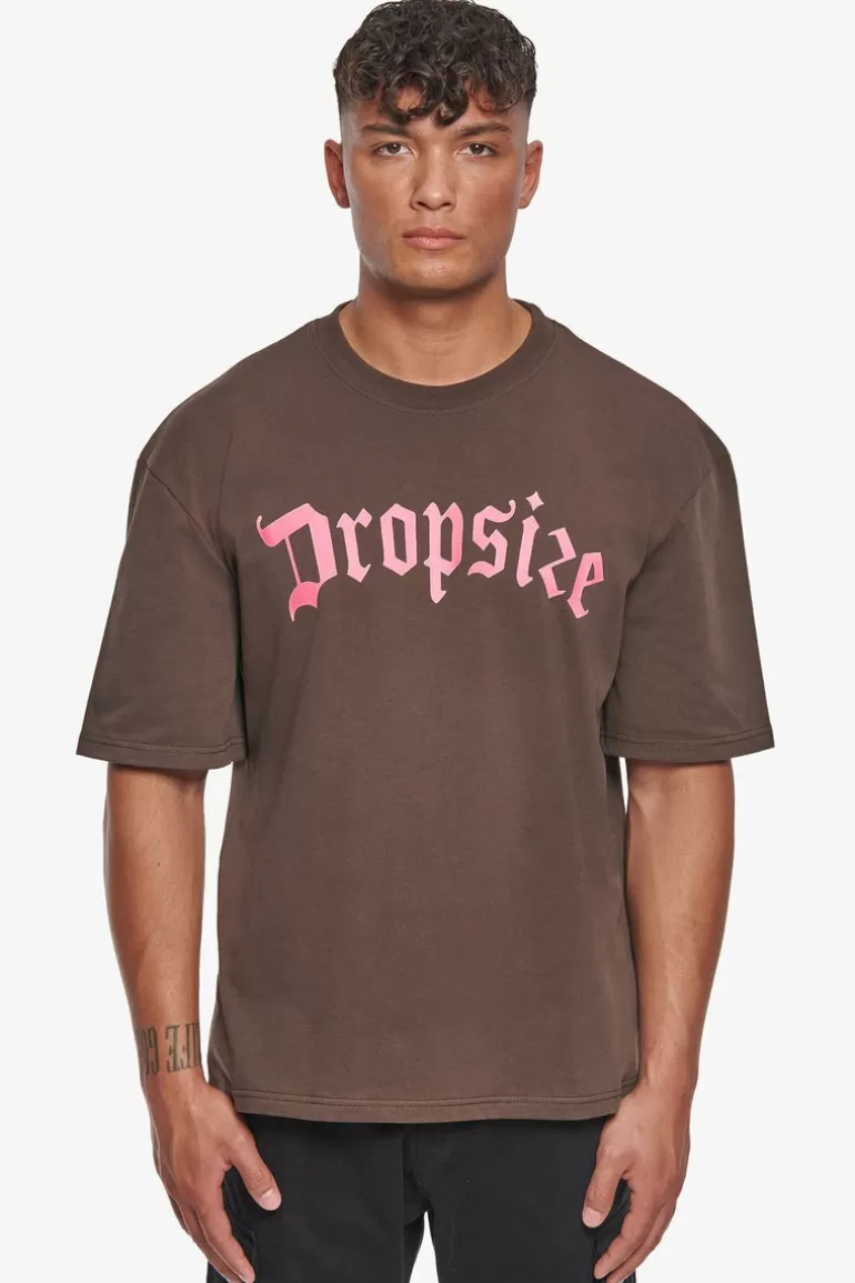 Store Dropsize Heavy Oversize Logo T-Shirt Chocolate Brown