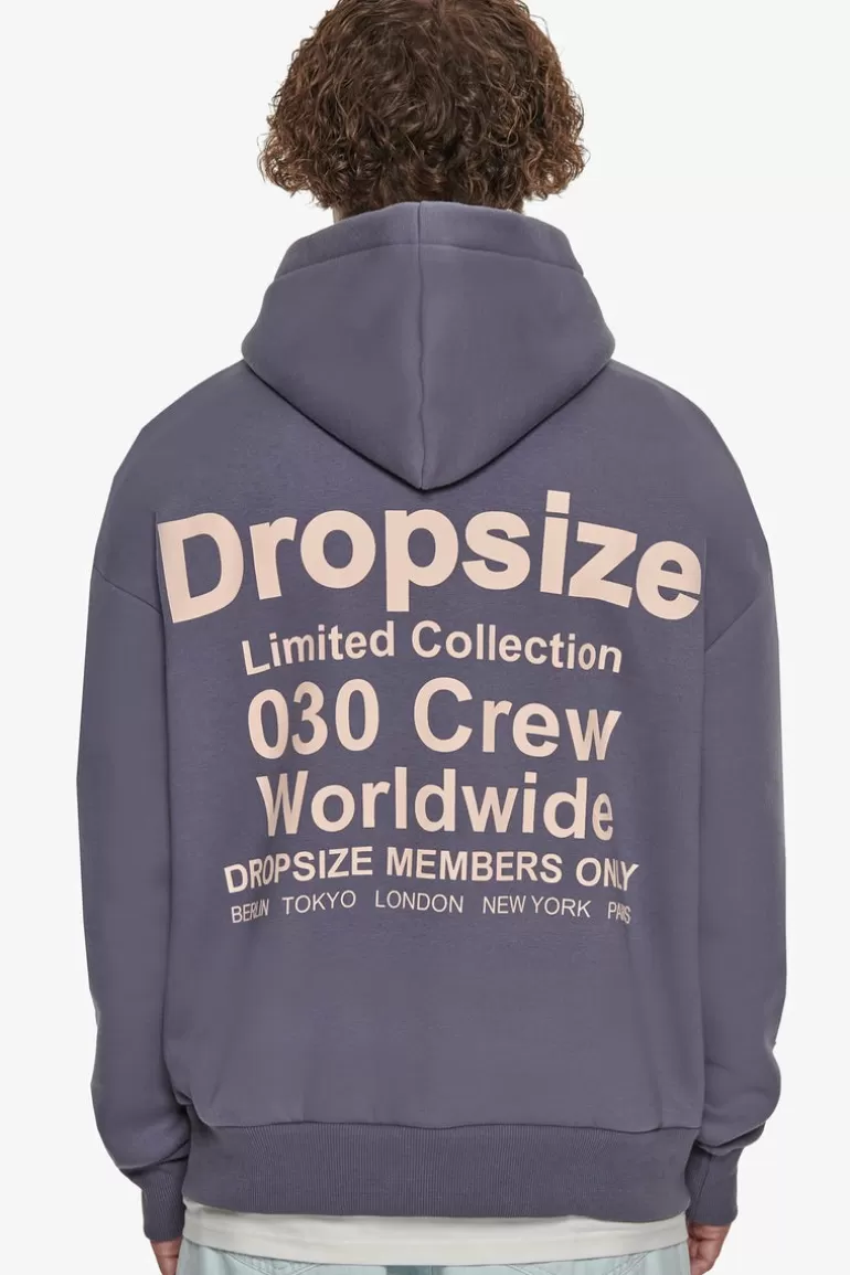 Fashion Dropsize Heavy Oversize Members Only Hoodie Blue Granite