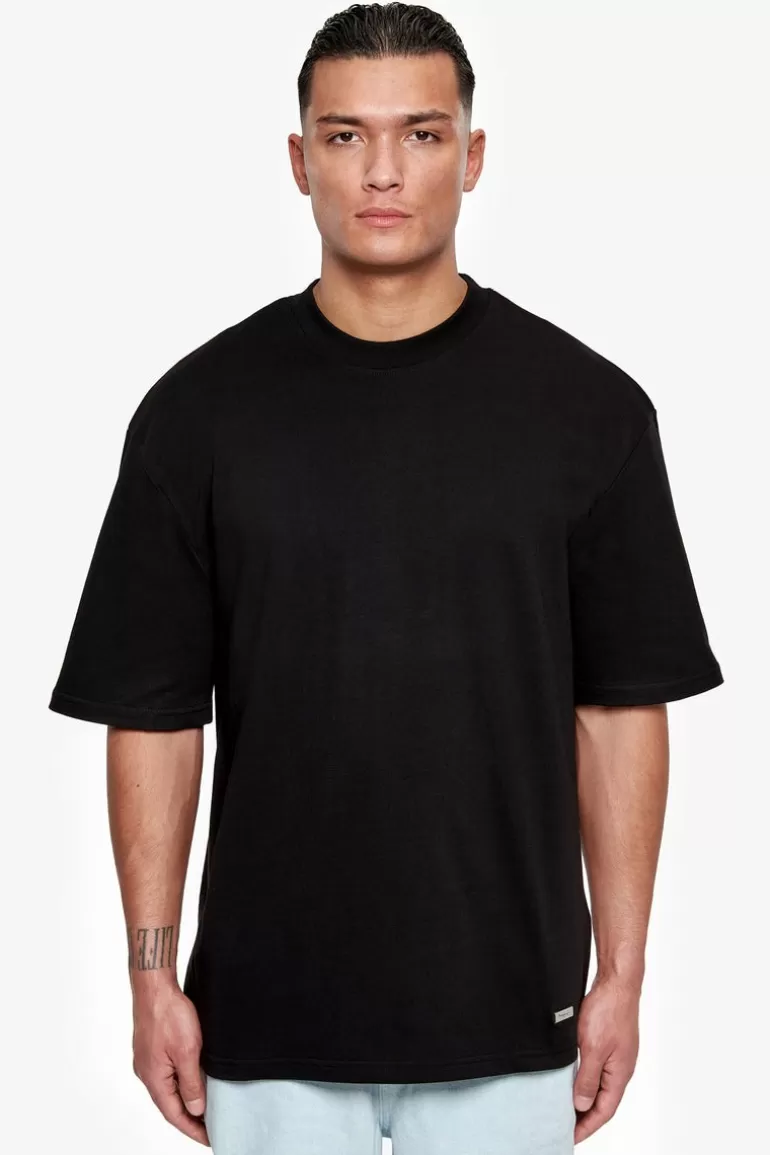 Cheap Dropsize Heavy Oversize Metal Patch T-Shirt Black