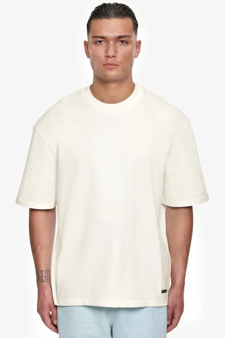 Discount Dropsize Heavy Oversize Metal Patch T-Shirt Cream