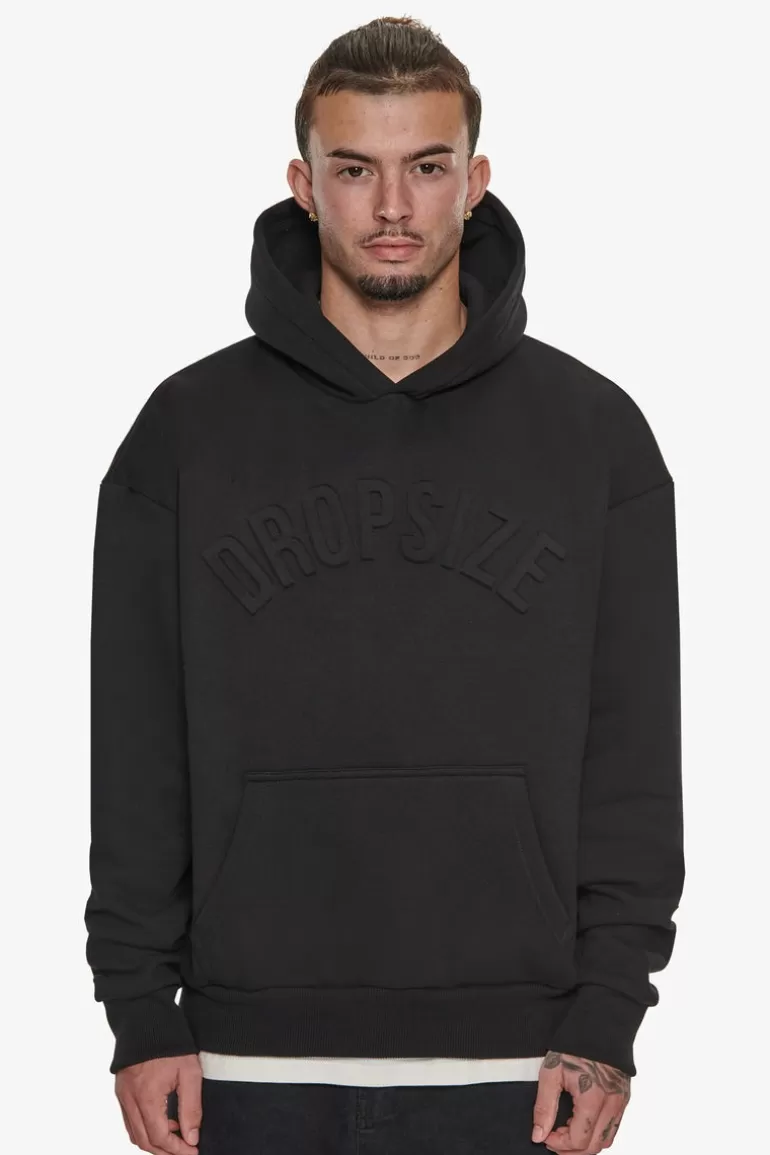 New Dropsize Heavy Oversize Mid Hd Hoodie Black Embossed