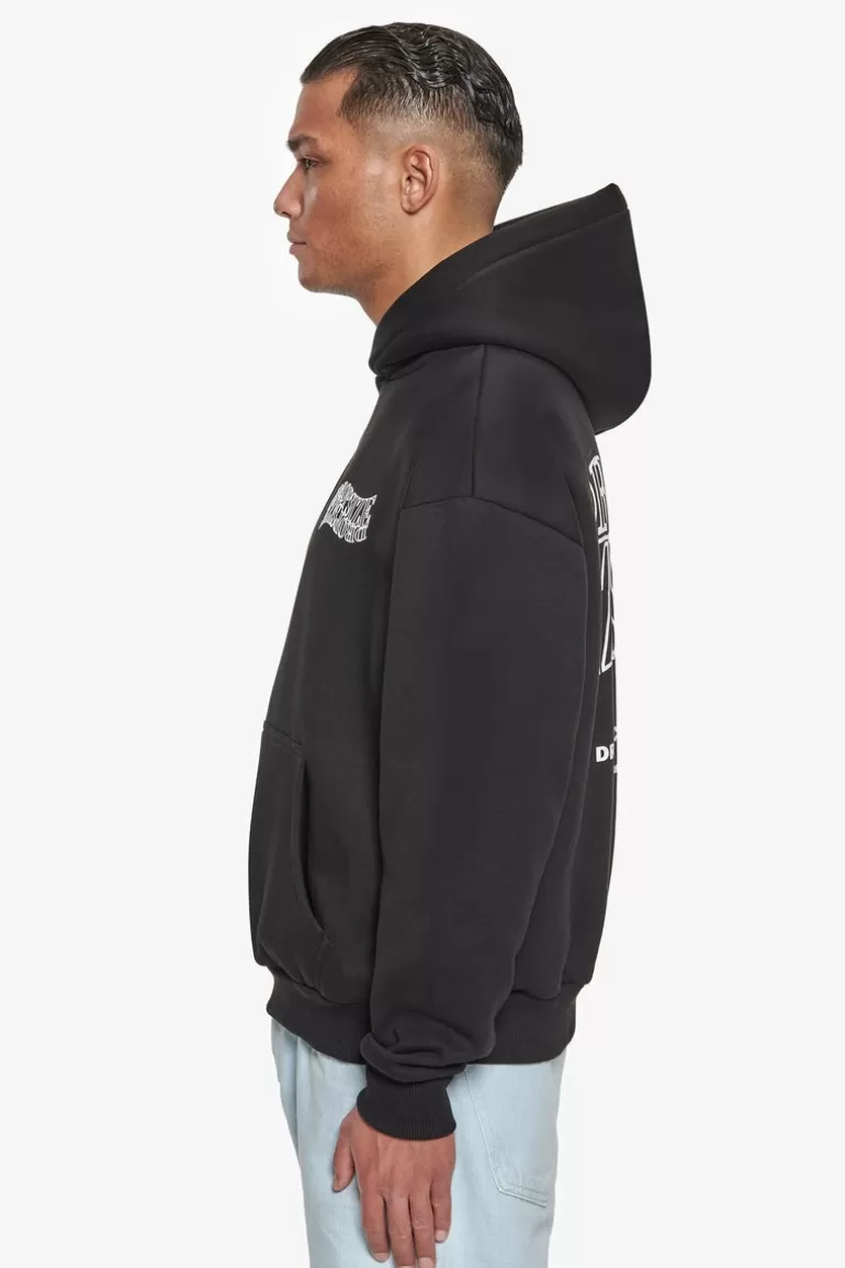 New Dropsize Heavy Oversize Mirrored Logo Hoodie Black/White