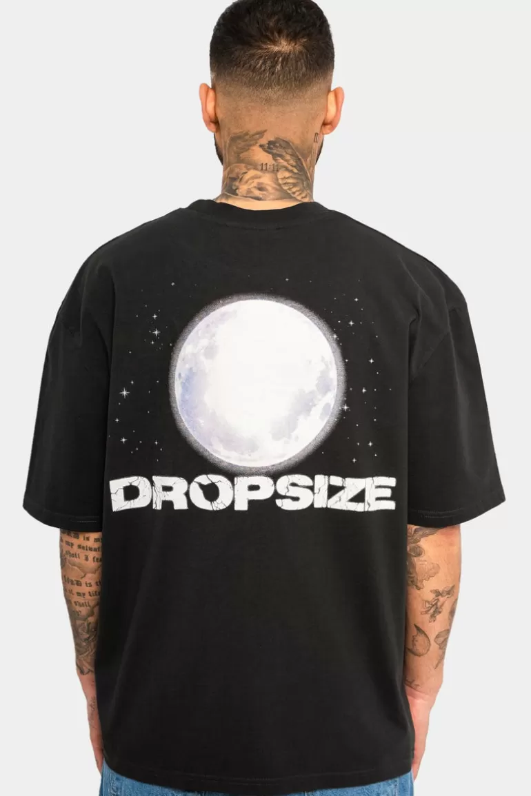 Clearance Dropsize Heavy Oversize Moon T-Shirt Washed Black