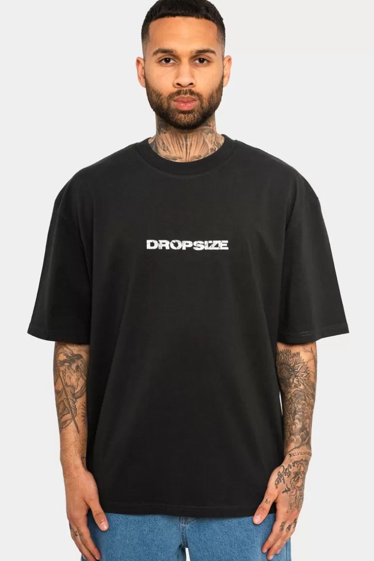 Clearance Dropsize Heavy Oversize Moon T-Shirt Washed Black