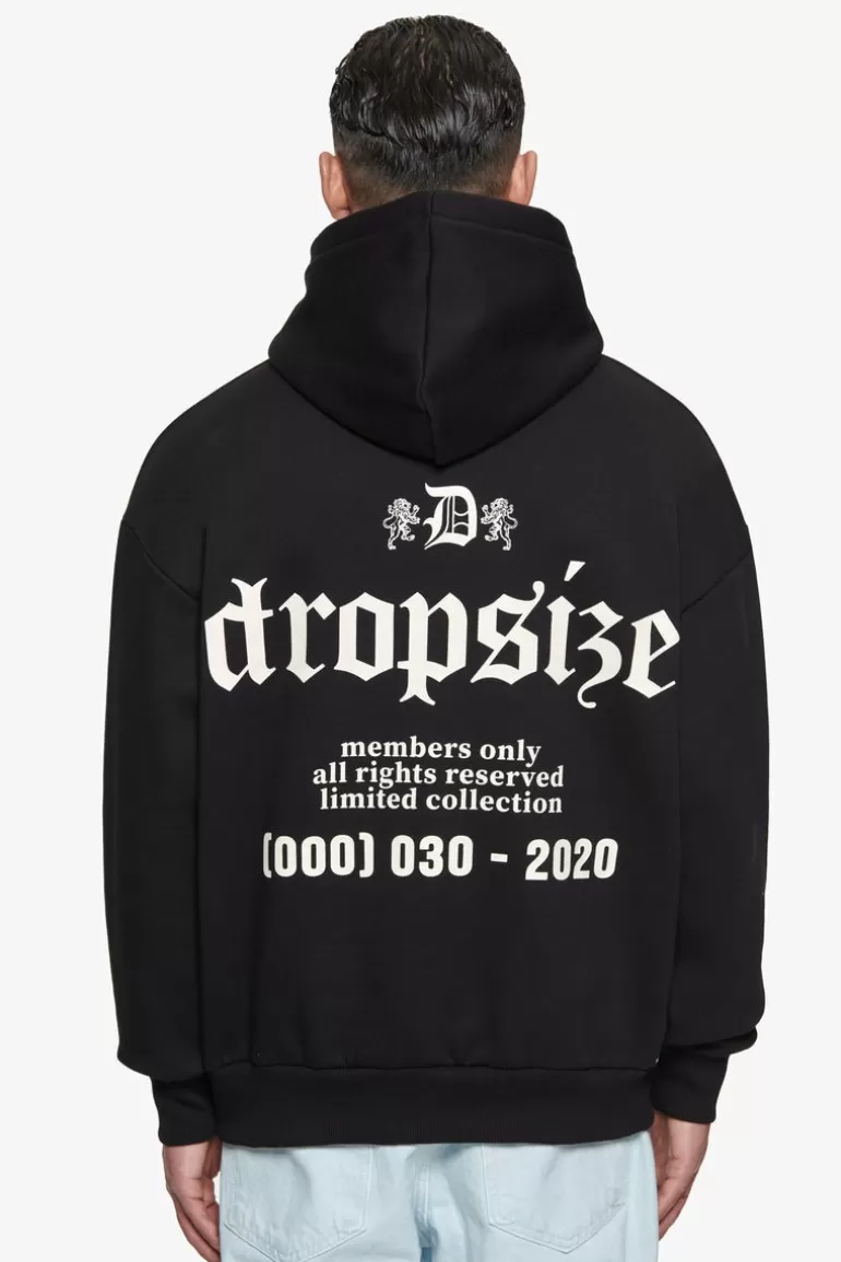 Cheap Dropsize Heavy Oversize Number Hoodie Black