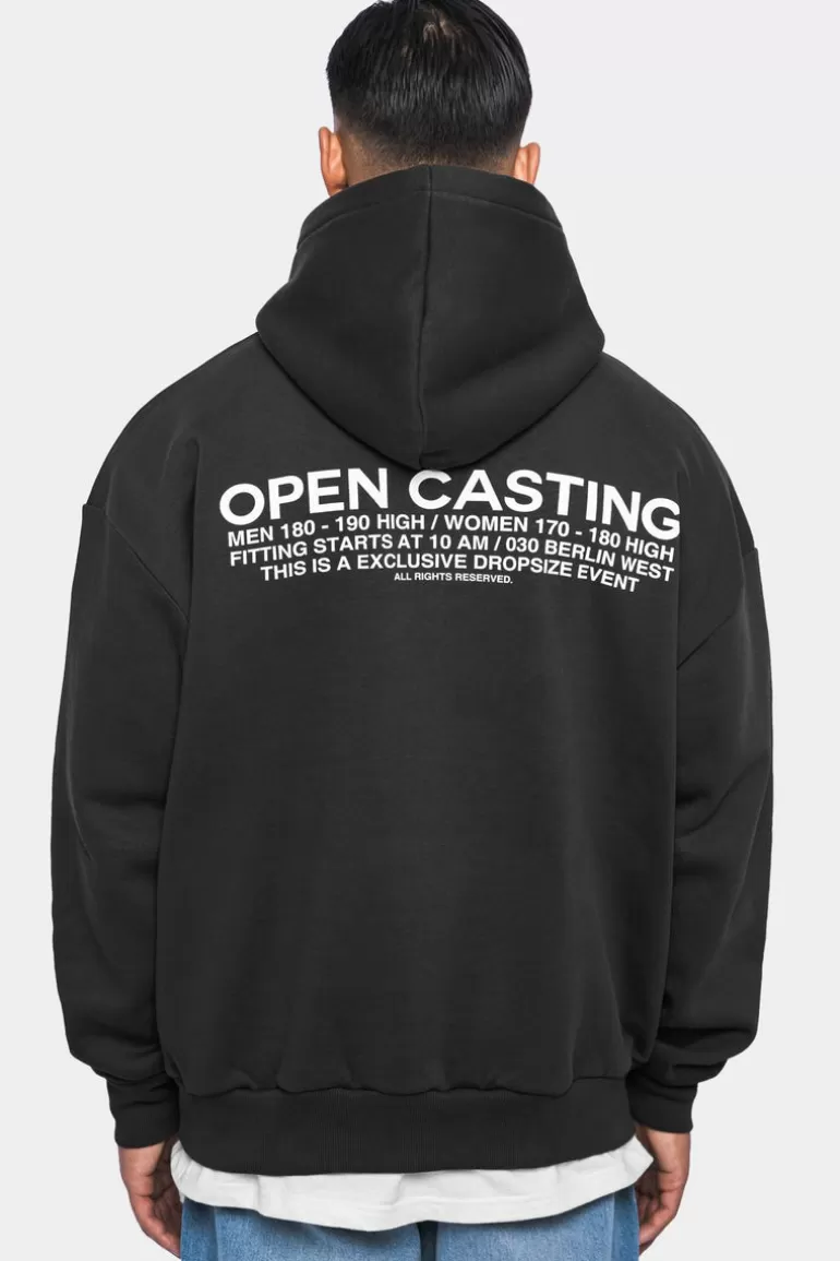 Clearance Dropsize Heavy Oversize ''Open Casting'' Hoodie Washed Black