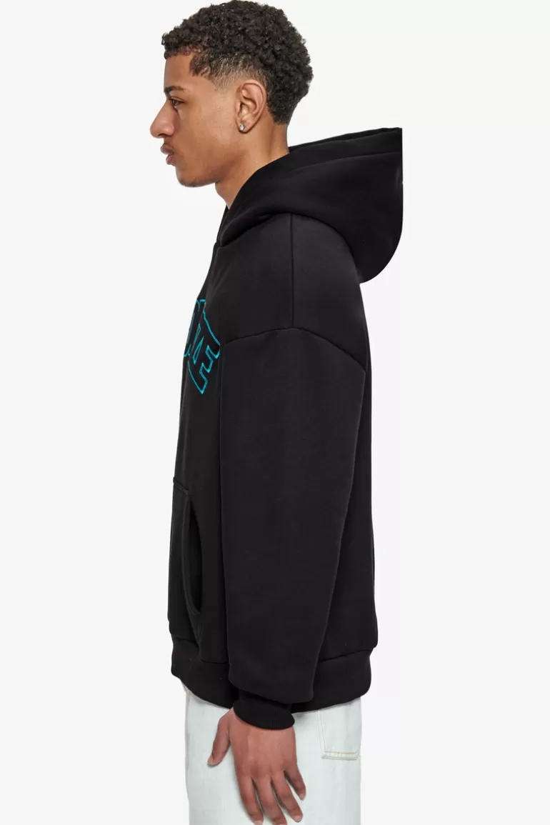 Flash Sale Dropsize Heavy Oversize Outline Embo Hoodie Black