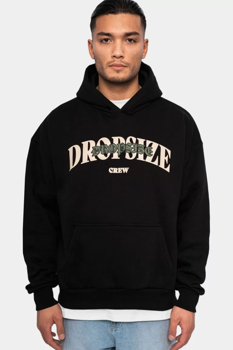 Outlet Dropsize Heavy Oversize Print On Print Hoodie Black