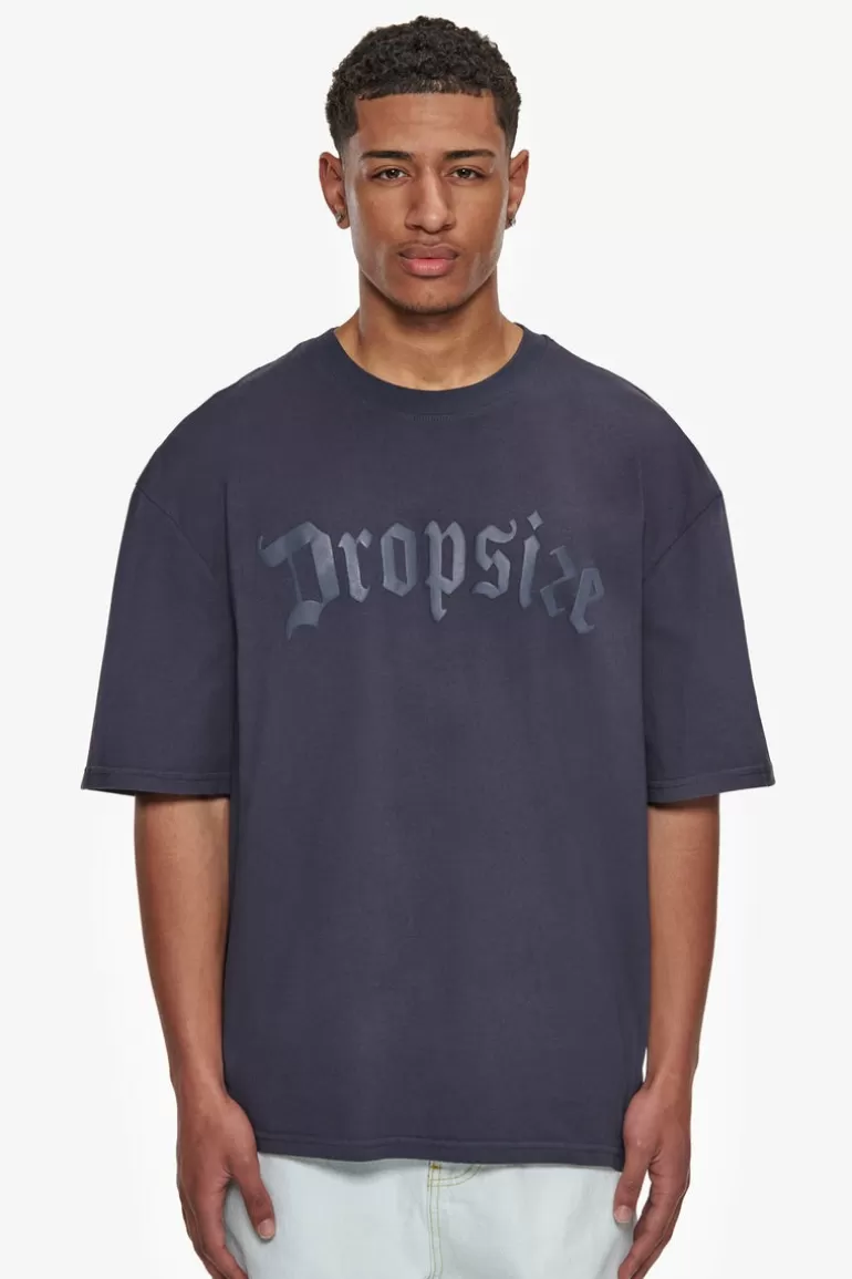 Sale Dropsize Heavy Oversize Puffer Print T-Shirt Washed Navy